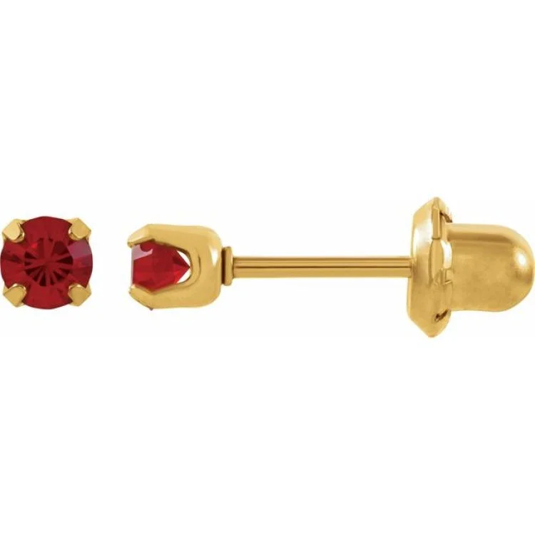 Ladies Earrings with Jade-24K Yellow Gold-Plated Stainless Steel Imitation Ruby Inverness® Piercing Earrings