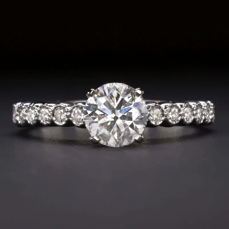 Ladies Engagement Rings Floral Design-1.25ct NATURAL DIAMOND ENGAGEMENT RING ROUND BRILLIANT CUT WHITE GOLD 1 CARAT