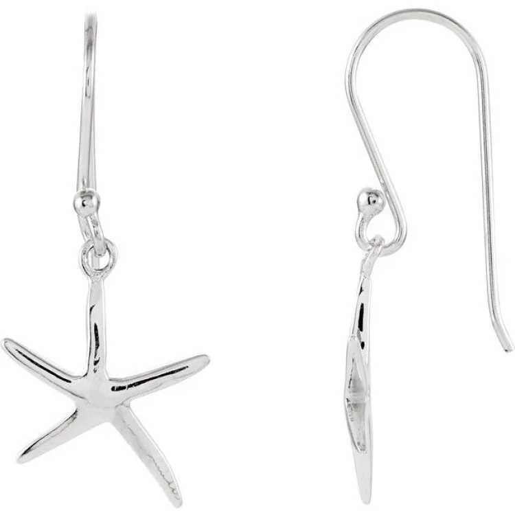 Ladies Earrings for Birthdays-Sterling Silver Starfish Earrings