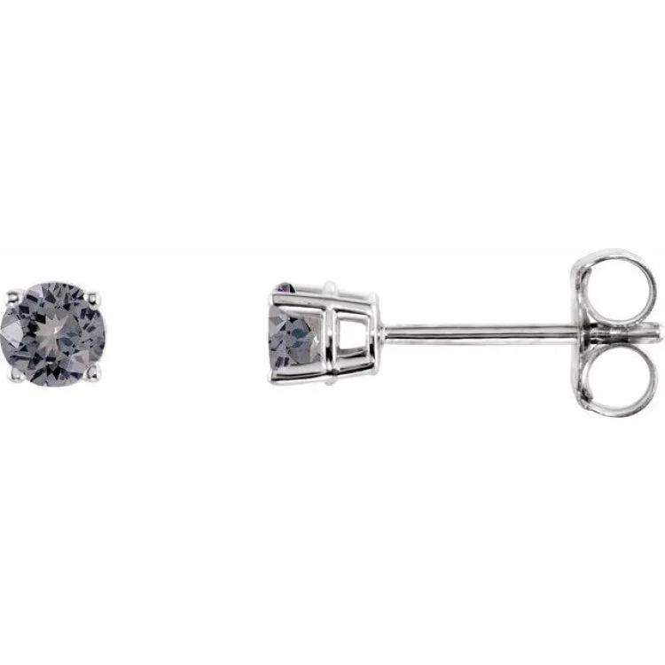 Ladies Earrings with Stichtite-14K White 3 mm Natural Gray Spinel Stud Earrings