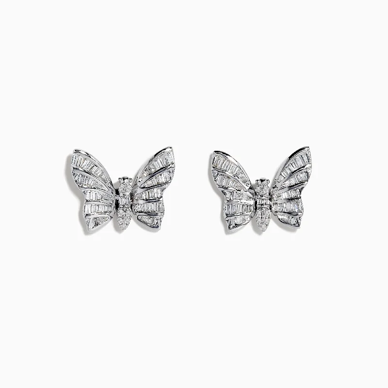 Ladies Earrings with Eudialyte-Nature 14K White Gold Diamond Butterfly Earrings