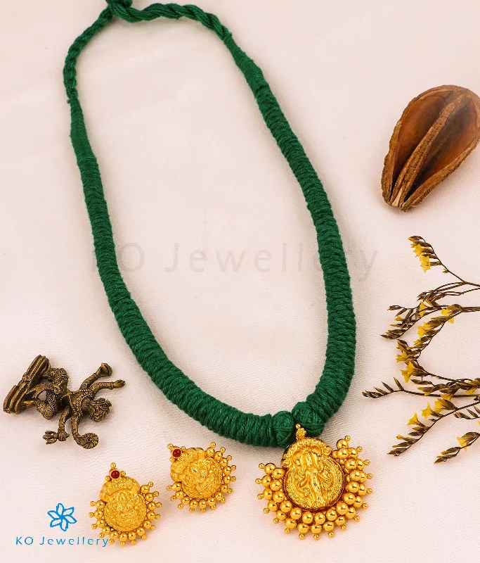 Coastal Necklaces -The Ameya Silver Lakshmi Thread Necklace (Green)