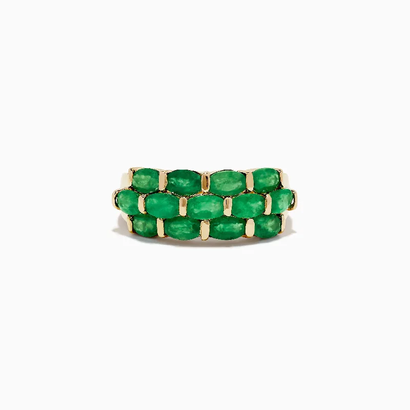 Ladies Rings with Danburite-Brasilica 14K Yellow Gold Emerald Ring