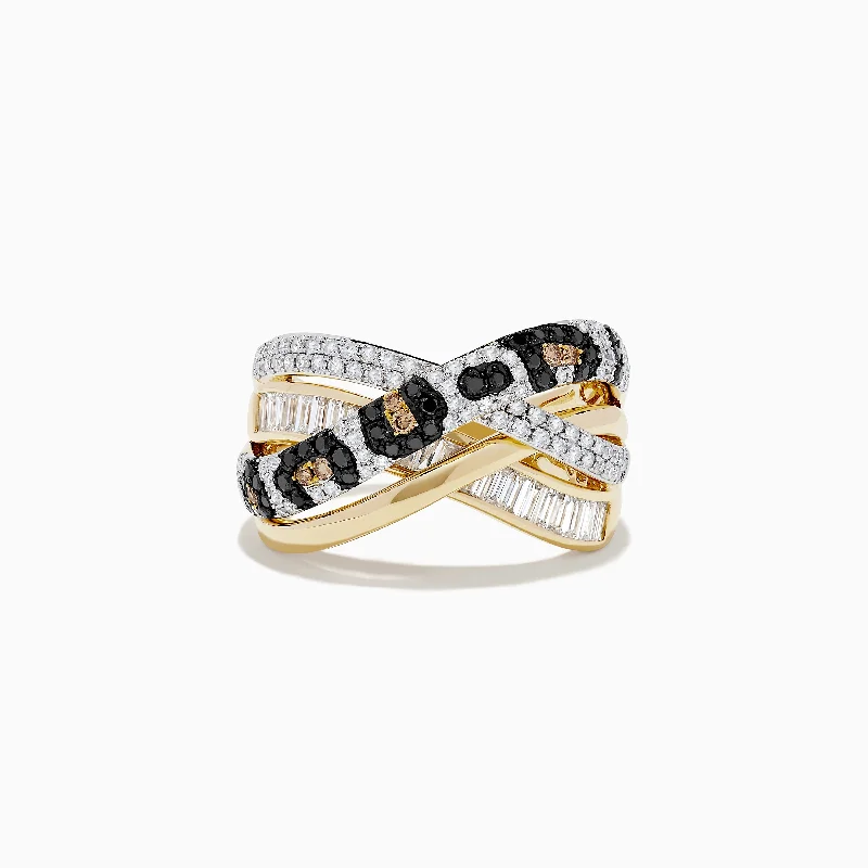 Ladies Rings with Pectolite-Signature 14K Yellow Gold Diamond Spot Crossover Ring