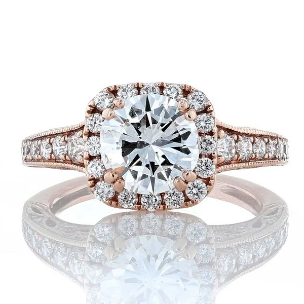 Ladies Rings with Chalcanthite-Cushion Halo Ring