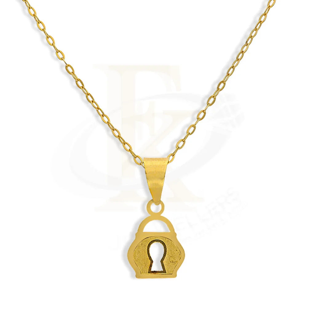 Bold Necklaces -Gold Necklace (Chain with Lock Pendant) 18KT - FKJNKL18K2302