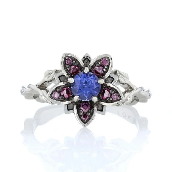 Ladies Rings with Herderite-Lotus Purple Diamond & Sapphire Ring