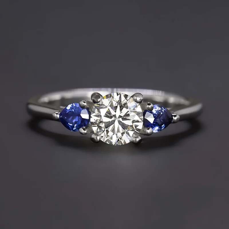 Ladies Engagement Rings with Heliodor-3/4ct DIAMOND SAPPHIRE ENGAGEMENT RING GIA CERTIFIED 3x EXCELLENT CUT PLATINUM