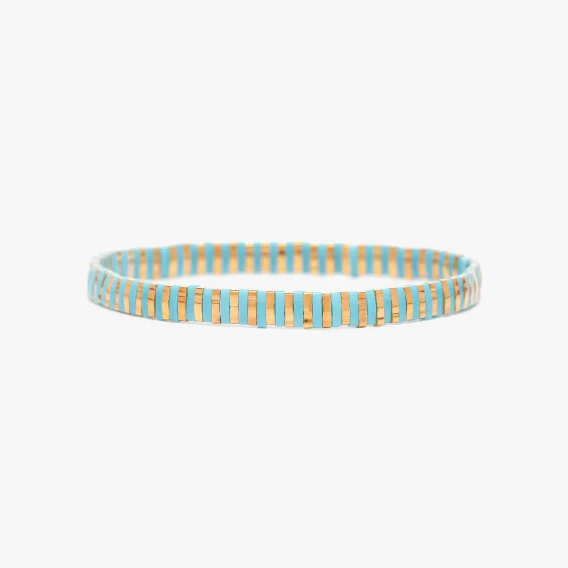 Statement Bracelets -World Water Day Tile Bead Stretch Bracelet