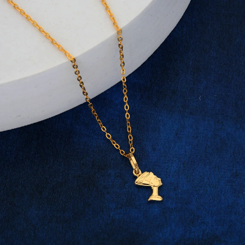 18K Gold Necklaces -Gold Necklace (Chain with Egyptian Queen Pendant) 18KT - FKJNKL18K9171