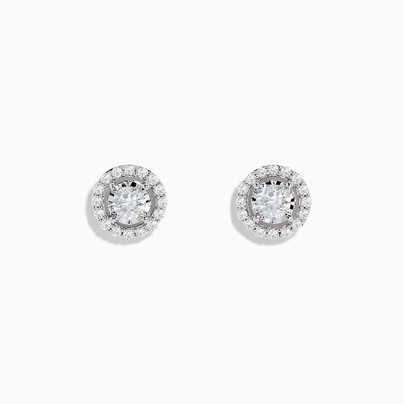 Ladies Earrings with Cavansite-14K White Gold Diamond Stud Earrings