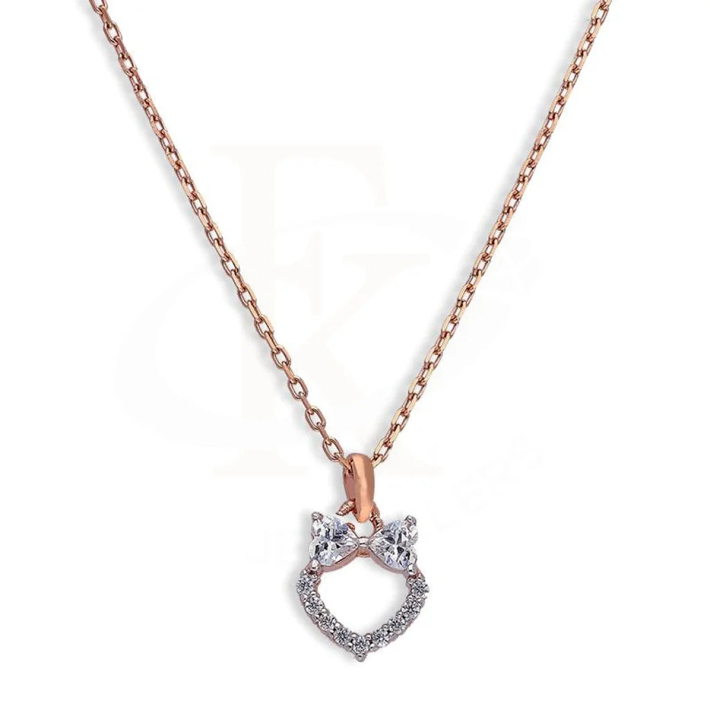 Fairy Necklaces -Sterling Silver 925 Rose Gold Plated Heart Necklace - FKJNKLSL2626