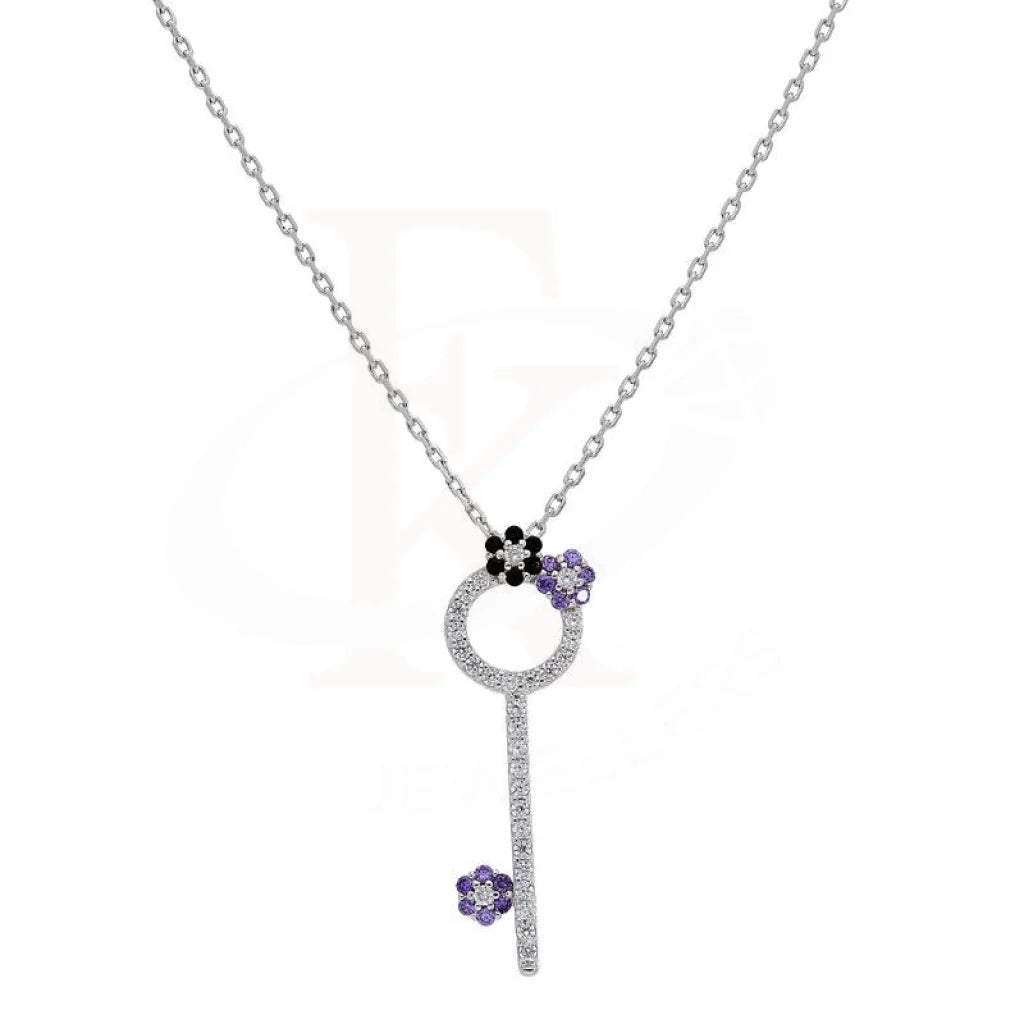 High-End Necklaces -Sterling Silver 925 Flower Key Necklace - FKJNKL1888