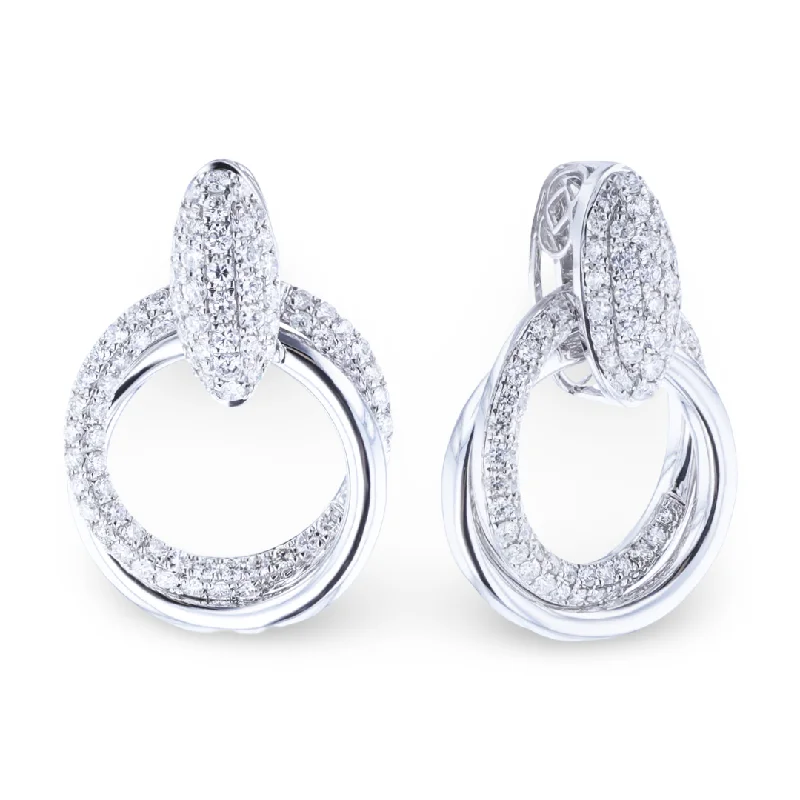 Ladies Earrings with Apatite-18KT WHITE GOLD 1.70CTW DIAMOND HOOP EARRINGS