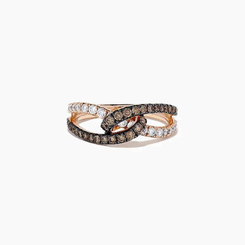 Ladies Rings with Scapolite-14K Rose Gold Espresso and Diamond Ring, 0.85 TCW