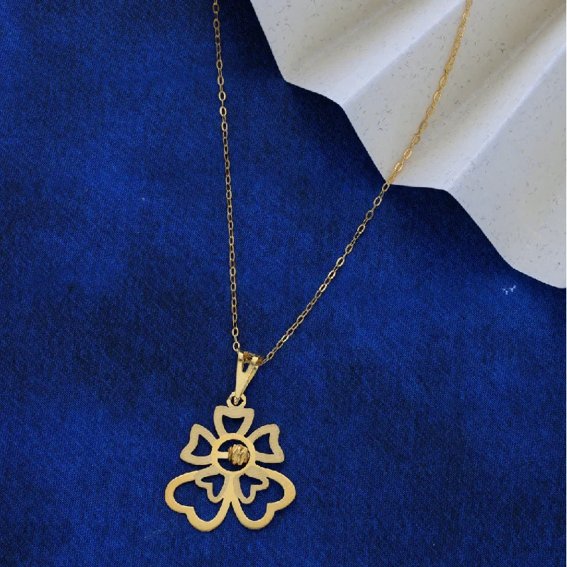 Drop Necklaces -Gold Necklace (Chain Heart Shaped Flower Pendant) 21KT - FKJNKL21KM9570