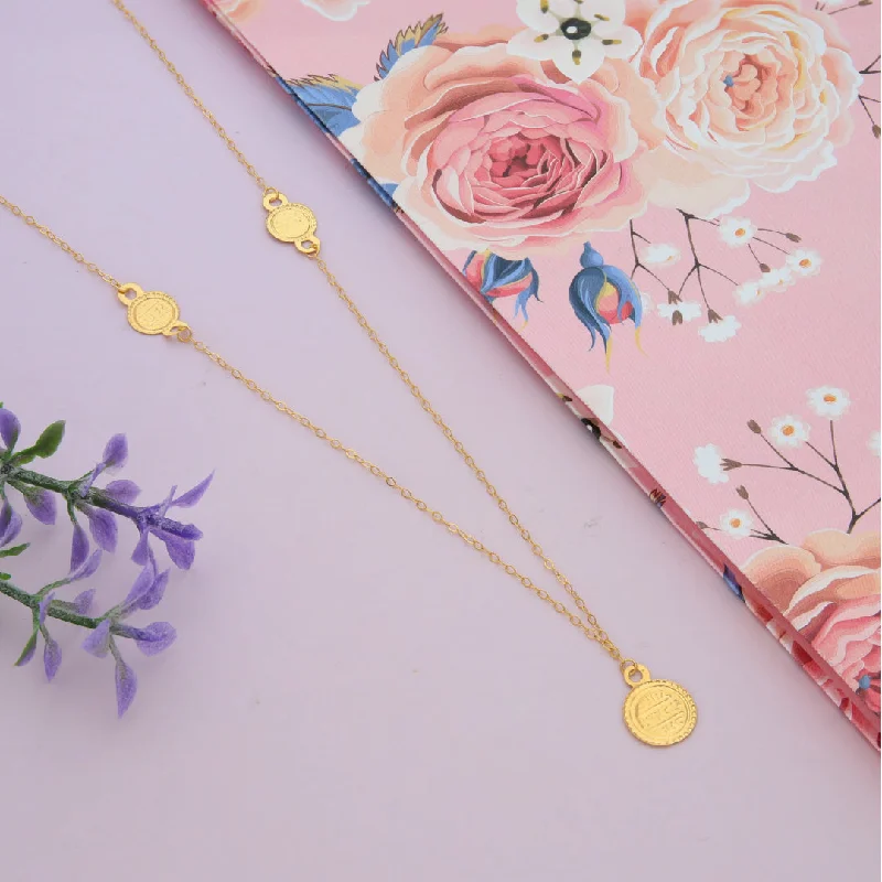 Evening Necklaces -Gold Coin Shaped Necklace 21KT - FKJNKL21KM9580