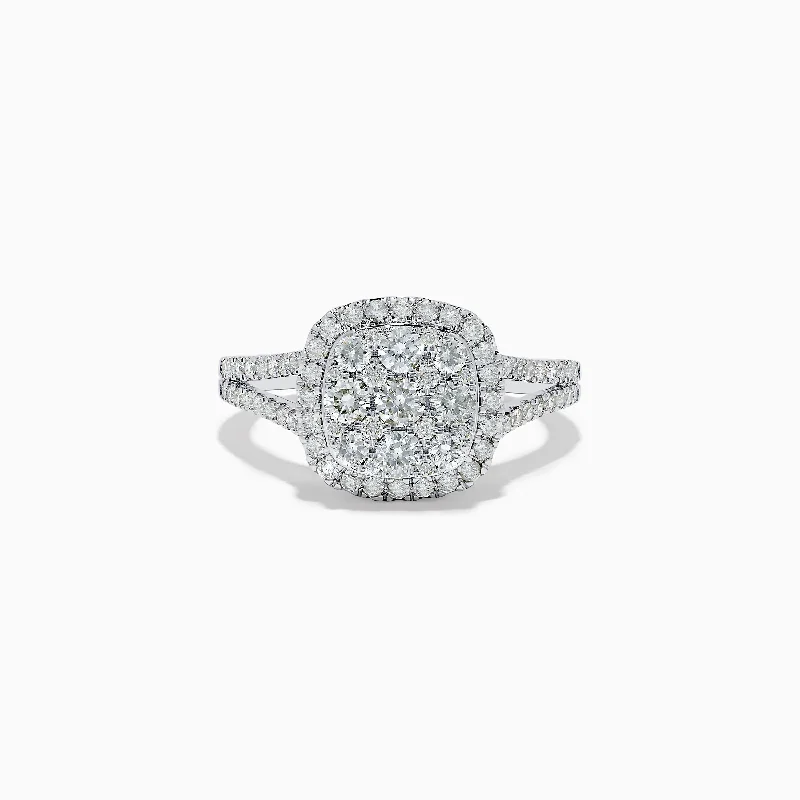 Ladies Rings with Lawsonite-Pave Classica 14K White Gold Square Diamond Ring 0.97 TCW