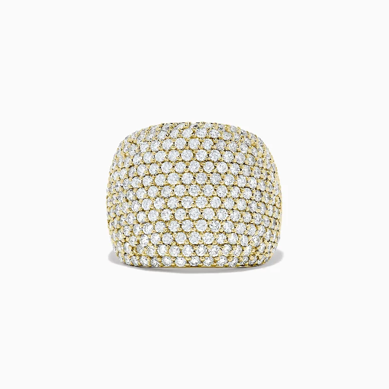 Ladies Rings with Cassiterite-D'Oro 14K Yellow Gold Diamond Pave Ring, 2.41 TCW