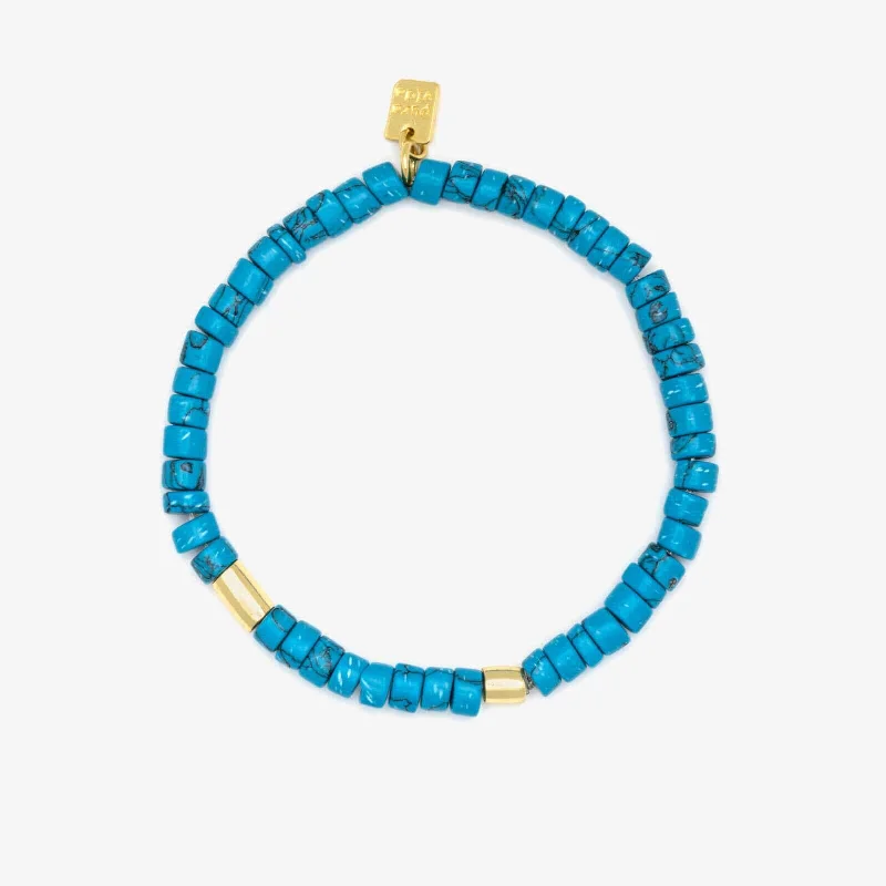 Enamel Bracelets -Turquoise Bead Stretch Bracelet