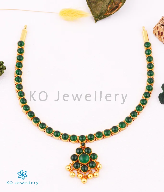 High-End Necklaces -The Alaktha Addige Silver Necklace (Green)