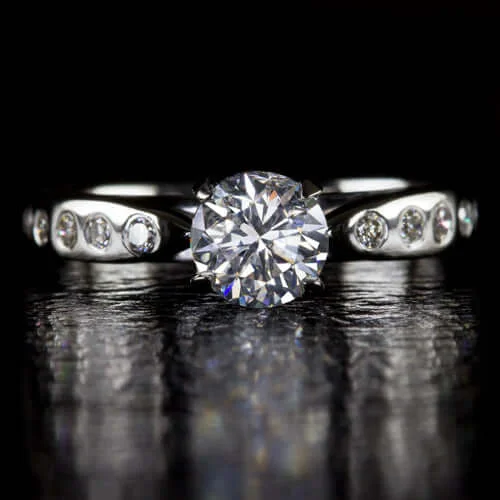 Ladies Engagement Rings with Serpentine-1.2ct NATURAL ROUND BRILLIANT CUT F Si2 DIAMOND BURNISH ENGAGEMENT RING 1.25ct