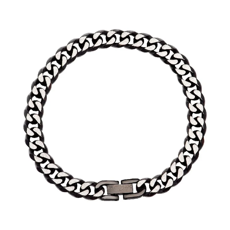 Baroque Bracelets -Unique & Co Black Stainless Steel Curb Chain Bracelet