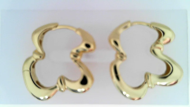 Ladies Earrings with Stichtite-GOLD TWISTED WAVE HOOP EARRING