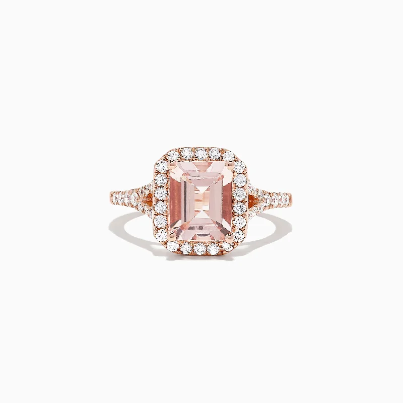 Ladies Rings with Andalusite-Blush 14K Rose Gold Morganite and Diamond Ring, 2.70 TCW