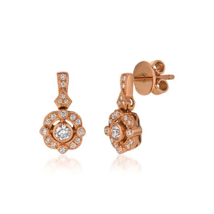 Ladies Earrings with Cassiterite-Le Vian 14K Strawberry Gold Earrings