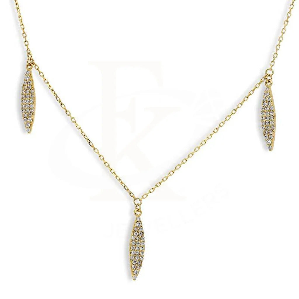 Rural Necklaces -Sterling Silver 925 Gold Plated Leaf Necklace - FKJNKLSL2881