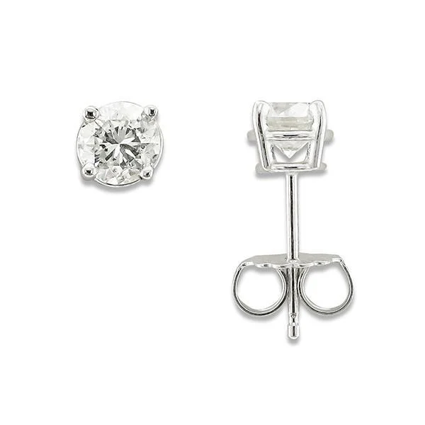 Ladies Earrings with Milarite-14KT WHITE GOLD 3/4 CTW ROUND DIAMOND EARRINGS