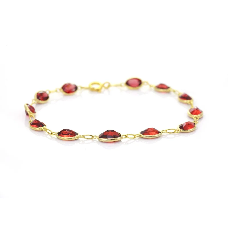 Oriental Bracelets -9ct Yellow Gold Garnet Bracelet