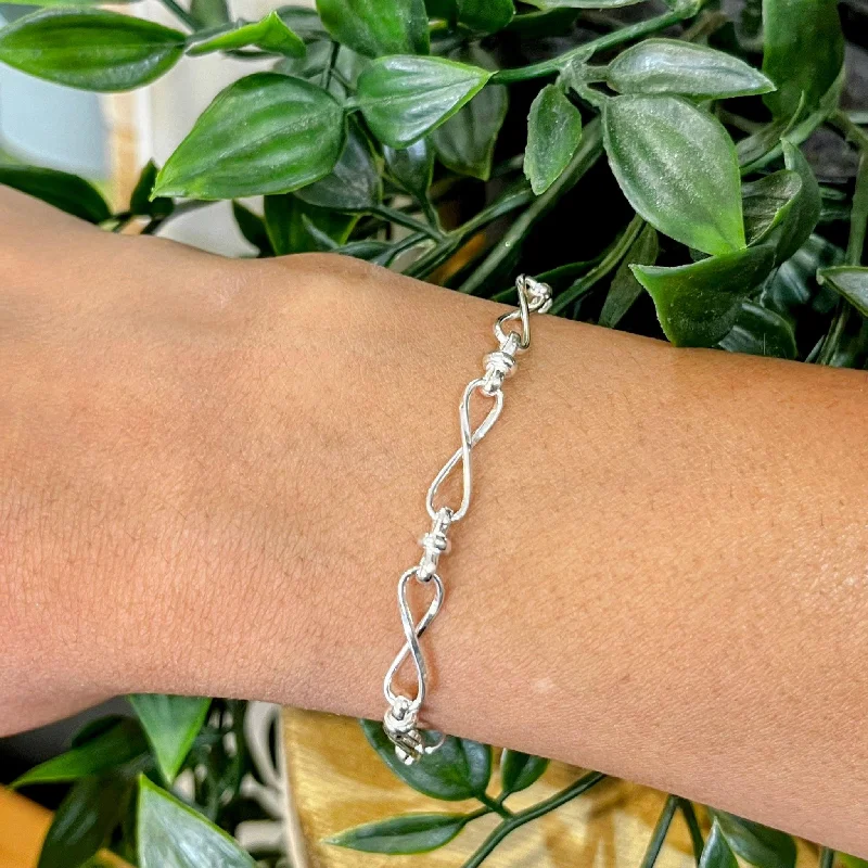 Magical Bracelets -Sterling Silver Row of Infinity Twist Links Bracelet