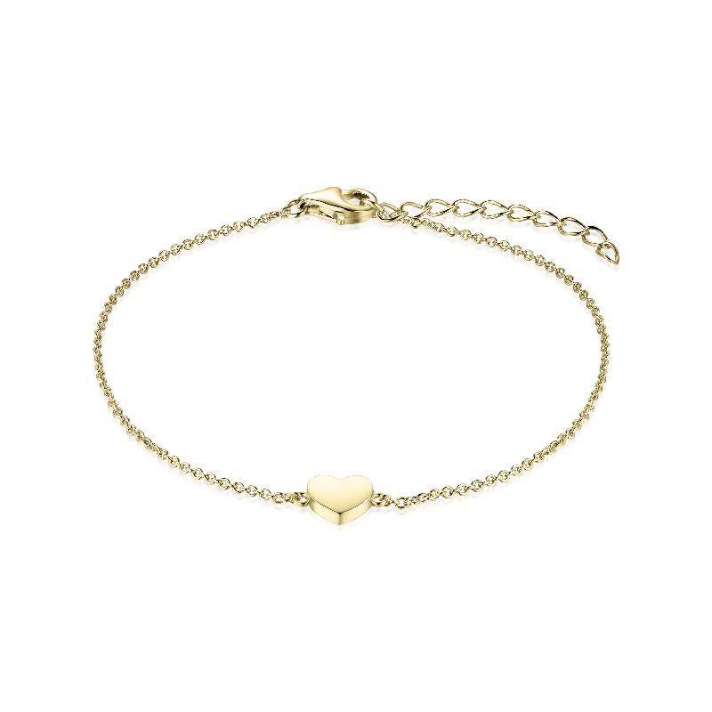 Engraved Bracelets -Gold Vermeil Sterling Silver Heart Bracelet