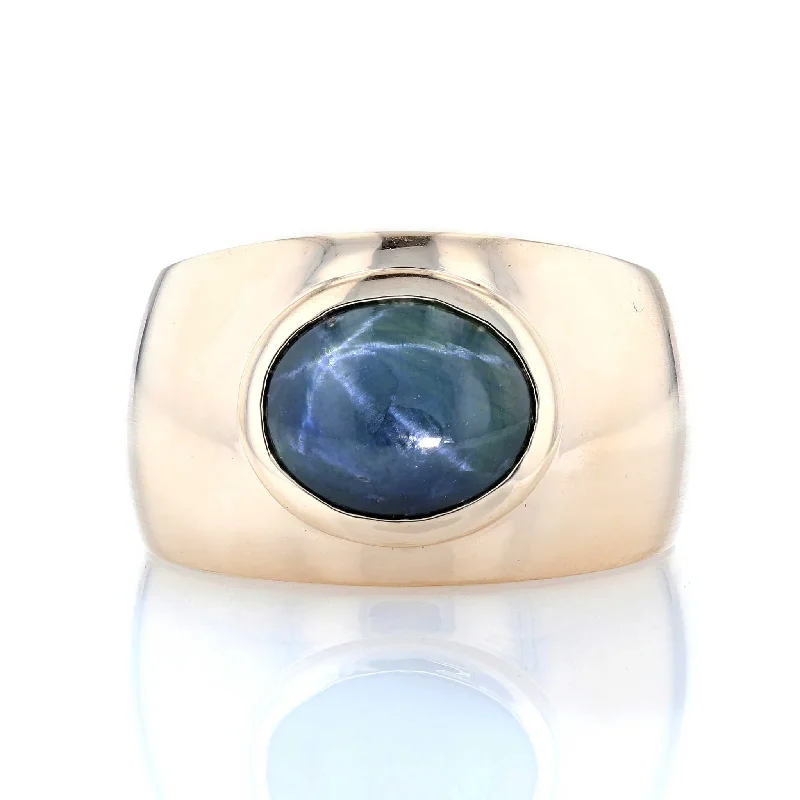 Ladies Rings with Scapolite-Bezel Set Star Sapphire Ring