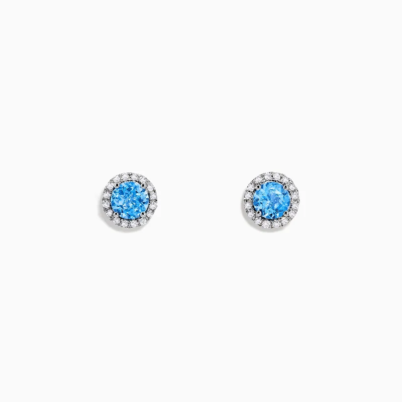 Ladies Earrings with Initials-Ocean Bleu 14K White Gold Blue Topaz and Diamond Earrings, 1.32 TCW