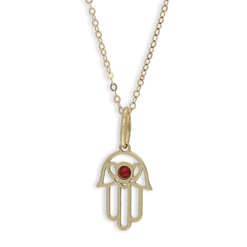 Delicate Necklaces -Gold Necklace (Chain with Hamsa Hand Shaped Pendant) 18KT - FKJNKL18K8836