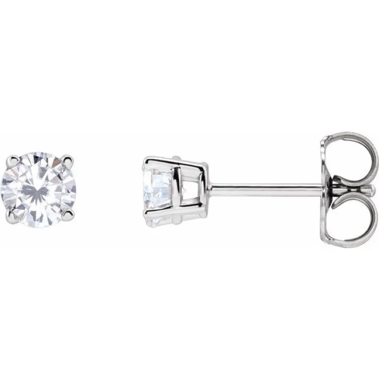 Ladies Earrings Silver Tone-Sterling Silver 4 mm Stuller Lab-Grown Moissanite Stud Earrings