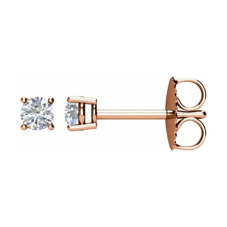 Ladies Earrings Drop Type-14K Rose 1/5 CTW Natural Diamond Stud Earrings