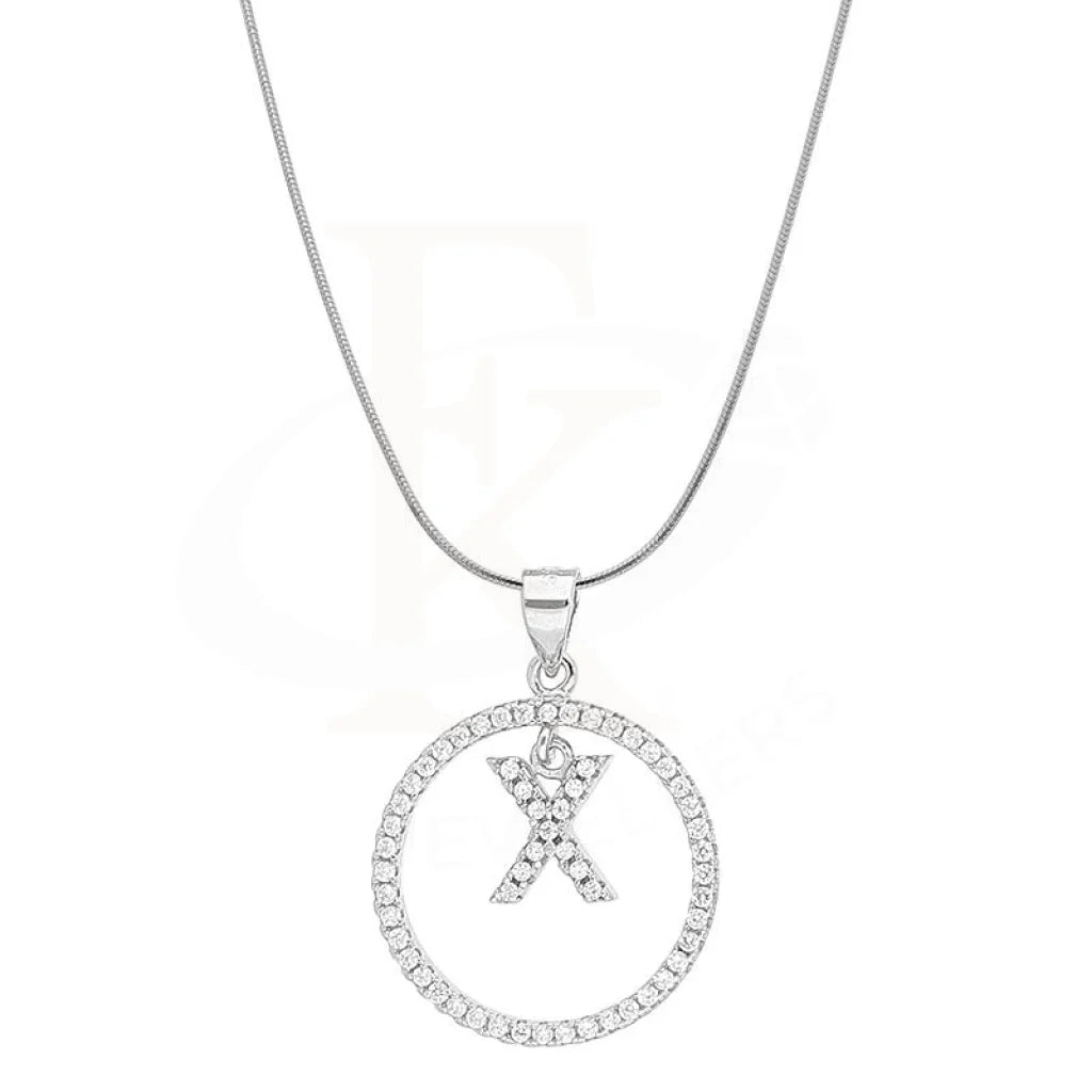 Layered Necklaces -Sterling Silver 925 Necklace (Chain with Round Shaped Alphabet Pendant) - FKJNKLSL2090