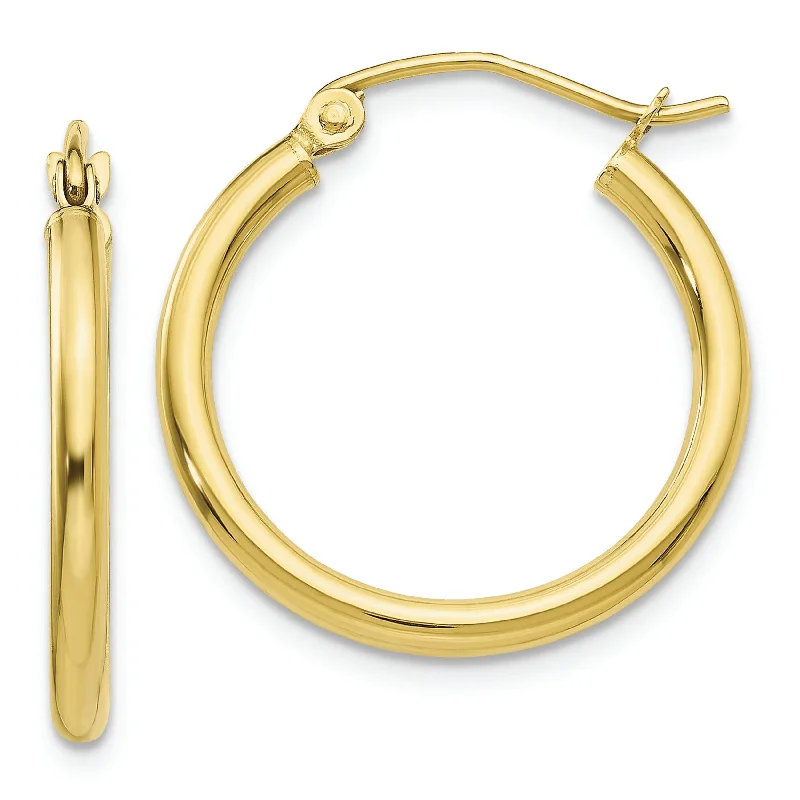 Ladies Earrings with Xenotime-10K Polished 2mm Tube Hoop Earrings