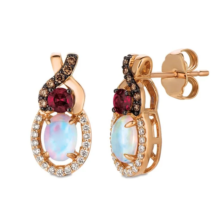 Ladies Earrings Moon Shape-Le Vian 14K Strawberry Gold Earrings