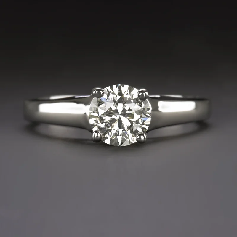 Ladies Engagement Rings Hexagon Shape-1.05c IDEAL ROUND BRILLIANT CUT DIAMOND ENGAGEMENT RING WHITE GOLD SOLITAIRE 1ct