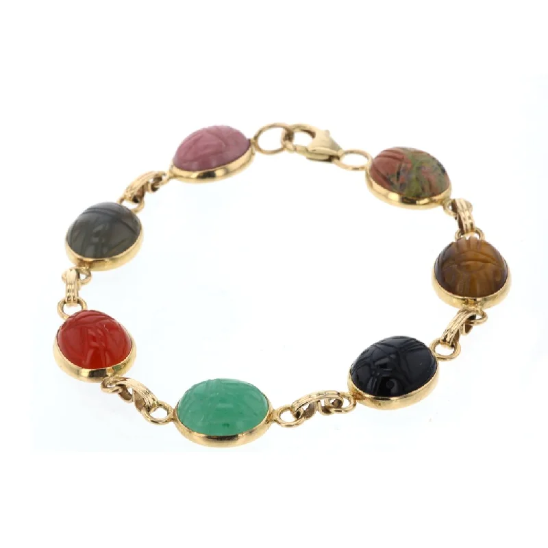 Fairy Bracelets -Multi-gemstone Carved Scarab Bracelet