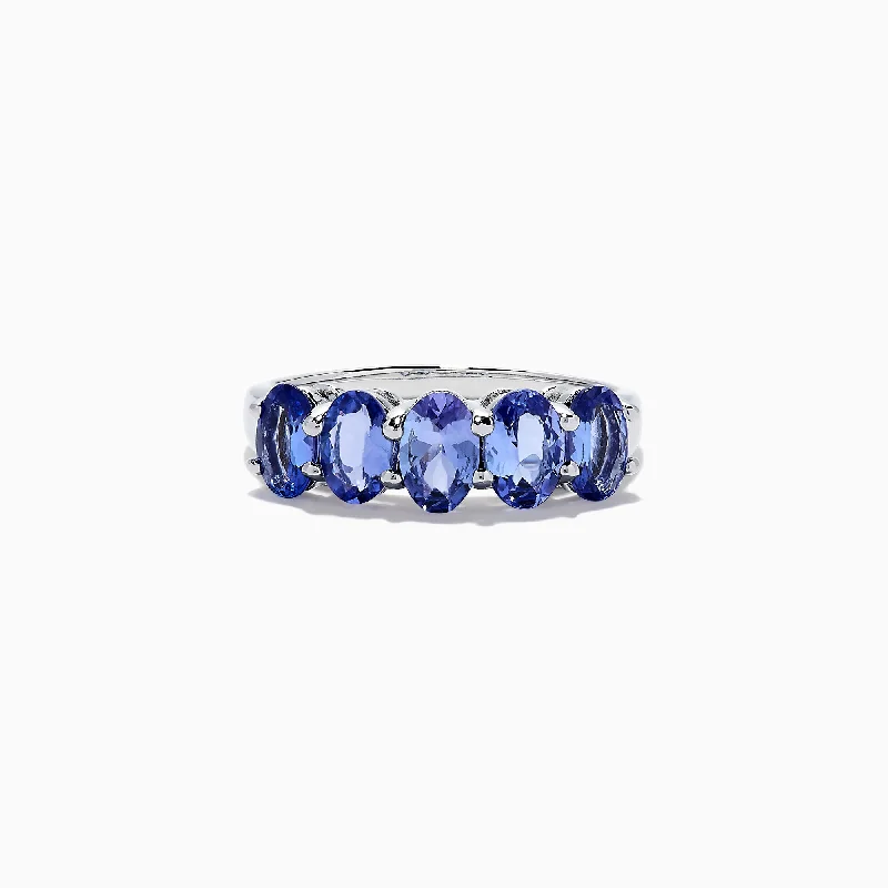 Ladies Rings with Wulfenite-Nahla Siri Sterling Silver Tanzanite Band Ring, 2.14 TCW