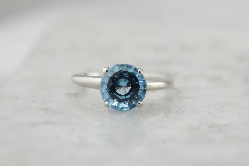 Ladies Engagement Rings Simple Look-October Sky Engagement: Brilliant Round Blue Topaz Solitaire Ring