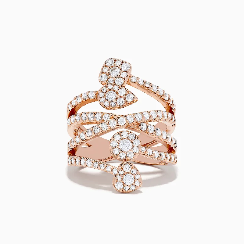 Ladies Rings with Shattuckite-14K Rose Gold Diamond Crossover Ring