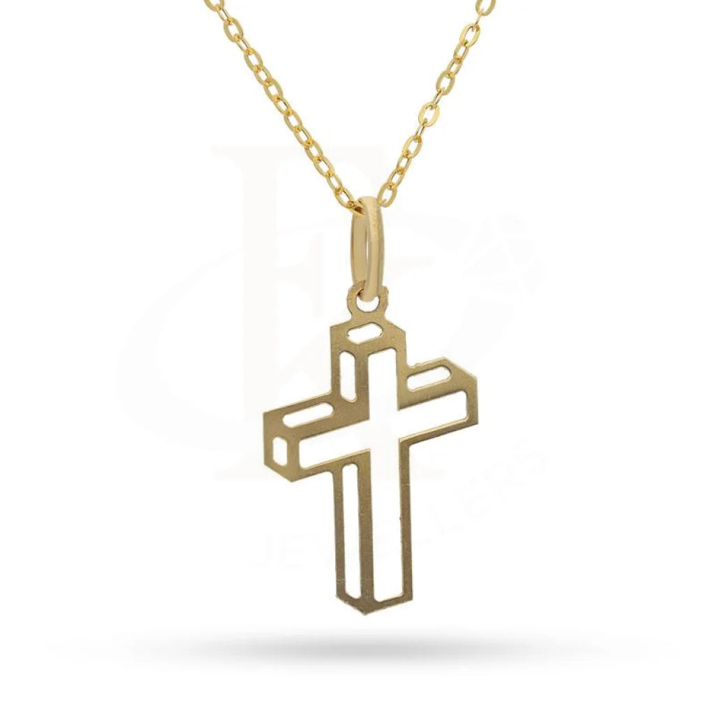 Polished Necklaces -Gold Necklace (Chain with Cross Pendant) 18KT - FKJNKL1227