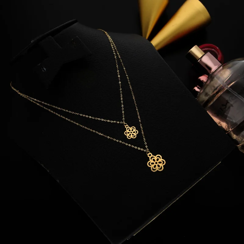 Elegant Necklaces -Gold Layered Necklace (Chain With Flower Shaped Pendant) 21KT - FKJNKL21KM9777